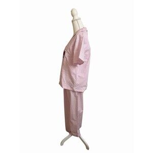 NWT Keith Haring Women's M Pink Striped Pajama Set 100% Cotton Twill Hearts
